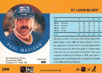 1990-91 Pro Set #266 Paul MacLean Back