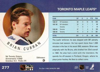 1990-91 Pro Set #277 Brian Curran Back