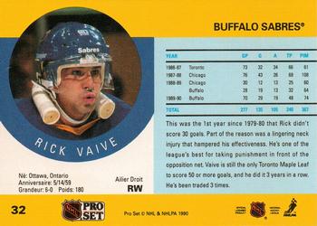 1990-91 Pro Set #32 Rick Vaive Back