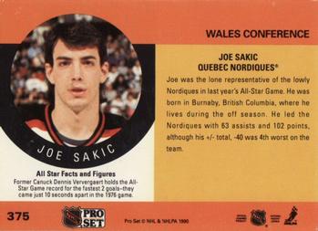 1990-91 Pro Set #375 Joe Sakic Back