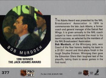 1990-91 Pro Set #377 The Jack Adams Award Back