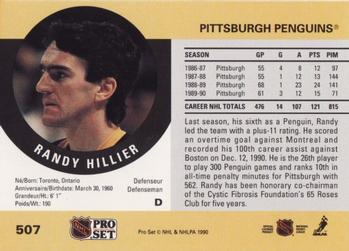 1990-91 Pro Set #507 Randy Hillier Back