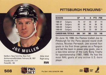 1990-91 Pro Set #508 Joe Mullen Back