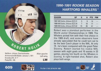 1990-91 Pro Set #609 Robert Holik Back