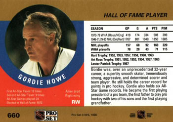 1990-91 Pro Set #660 Gordie Howe Back