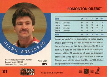 1990-91 Pro Set #81 Glenn Anderson Back
