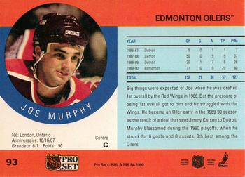 1990-91 Pro Set #93 Joe Murphy Back