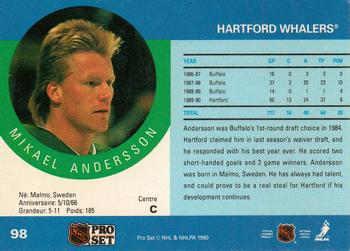 1990-91 Pro Set #98 Mikael Andersson Back