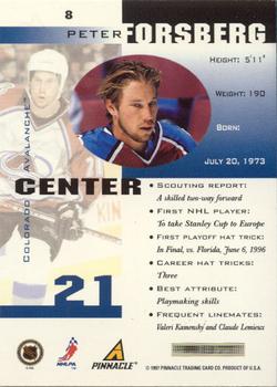1997-98 Pinnacle Inside - Coaches Collection #8 Peter Forsberg Back