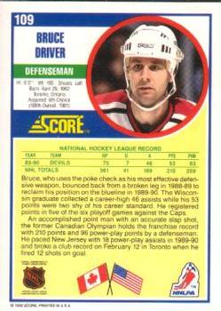 1990-91 Score American #109 Bruce Driver Back
