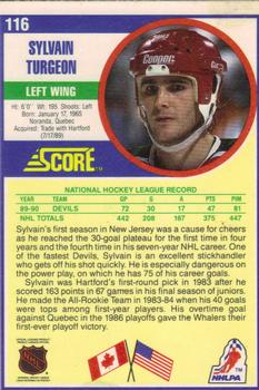 1990-91 Score American #116 Sylvain Turgeon Back