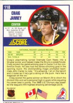 1990-91 Score American #118 Craig Janney Back