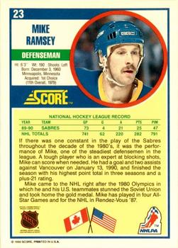 1990-91 Score American #23 Mike Ramsey Back