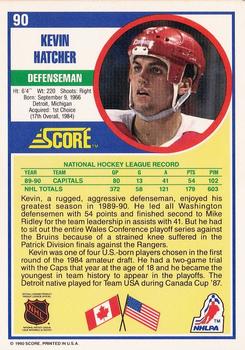 1990-91 Score American #90 Kevin Hatcher Back