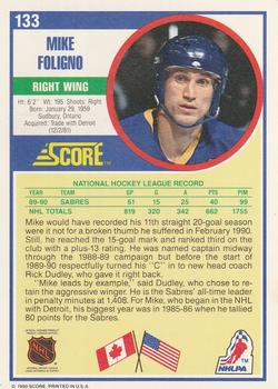 1990-91 Score American #133 Mike Foligno Back