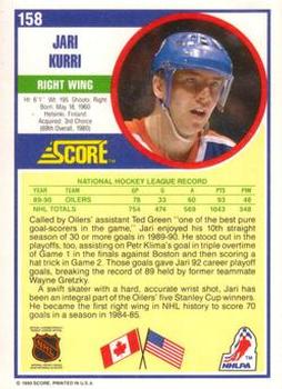 1990-91 Score American #158 Jari Kurri Back