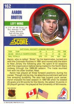 1990-91 Score American #162 Aaron Broten Back