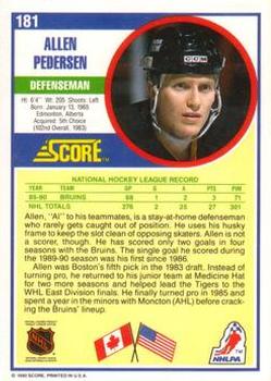 1990-91 Score American #181 Allen Pedersen Back