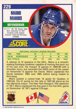 1990-91 Score American #229 Mario Marois Back