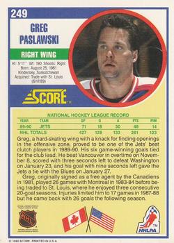 1990-91 Score American #249 Greg Paslawski Back