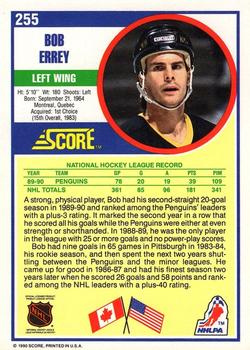 1990-91 Score American #255 Bob Errey Back