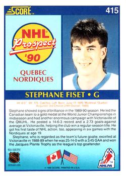 1990-91 Score American #415 Stephane Fiset Back