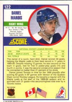 1990-91 Score American #122 Daniel Marois Back