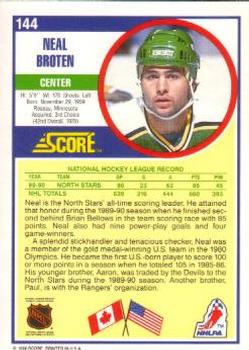 1990-91 Score American #144 Neal Broten Back