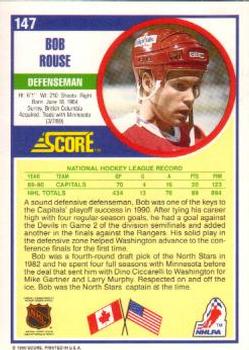 1990-91 Score American #147 Bob Rouse Back