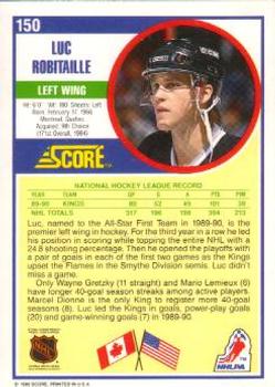 1990-91 Score American #150 Luc Robitaille Back