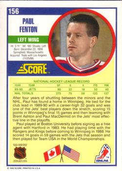1990-91 Score American #156 Paul Fenton Back