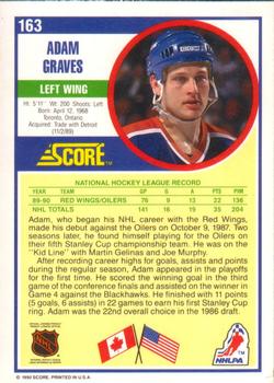 1990-91 Score American #163 Adam Graves Back