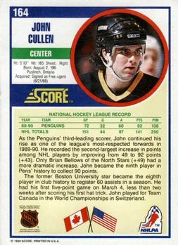 1990-91 Score American #164 John Cullen Back