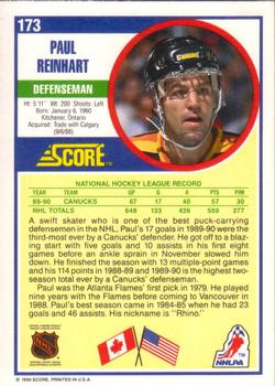 1990-91 Score American #173 Paul Reinhart Back