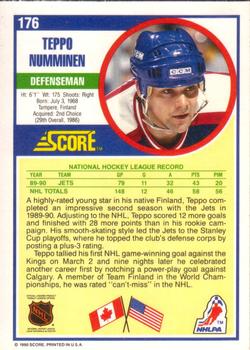 1990-91 Score American #176 Teppo Numminen Back