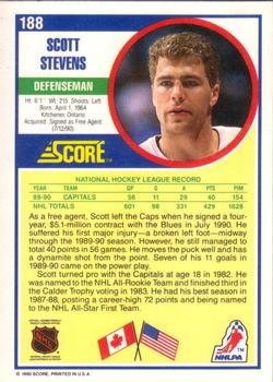 1990-91 Score American #188 Scott Stevens Back