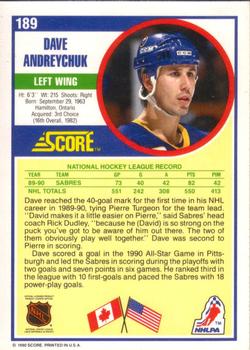 1990-91 Score American #189 Dave Andreychuk Back