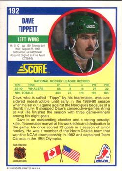 1990-91 Score American #192 Dave Tippett Back
