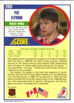 1990-91 Score American #205 Pat Elynuik Back