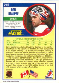 1990-91 Score American #215 Don Beaupre Back