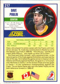 1990-91 Score American #217 Dave Poulin Back