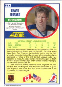 1990-91 Score American #233 Grant Ledyard Back