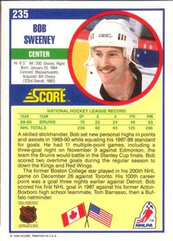 1990-91 Score American #235 Bob Sweeney Back