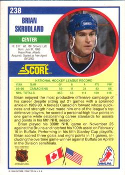 1990-91 Score American #238 Brian Skrudland Back