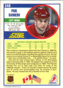 1990-91 Score American #248 Paul Ranheim Back