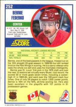 1990-91 Score American #252 Bernie Federko Back