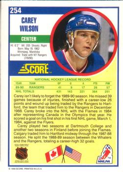 1990-91 Score American #254 Carey Wilson Back