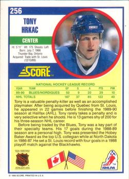 1990-91 Score American #256 Tony Hrkac Back