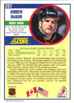 1990-91 Score American #257 Andrew McBain Back