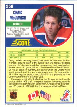 1990-91 Score American #258 Craig MacTavish Back